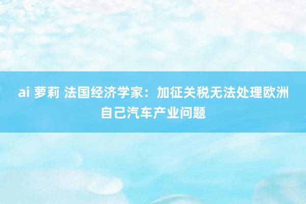 ai 萝莉 法国经济学家：加征关税无法处理欧洲自己汽车产业问题