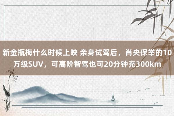 新金瓶梅什么时候上映 亲身试驾后，肖央保举的10万级SUV，可高阶智驾也可20分钟充300km