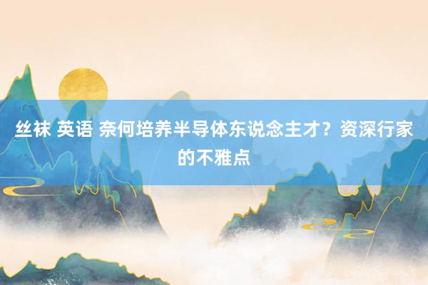 丝袜 英语 奈何培养半导体东说念主才？资深行家的不雅点