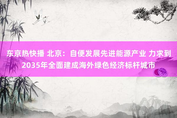 东京热快播 北京：自便发展先进能源产业 力求到2035年全面建成海外绿色经济标杆城市