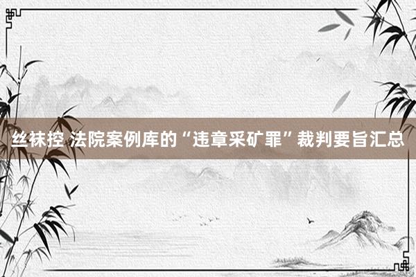 丝袜控 法院案例库的“违章采矿罪”裁判要旨汇总