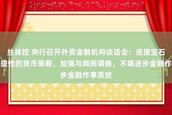 丝袜控 央行召开外资金融机构谈话会：连接宝石奉行提拔性的货币策略，加强与阛阓调换，不竭进步金融作事质效