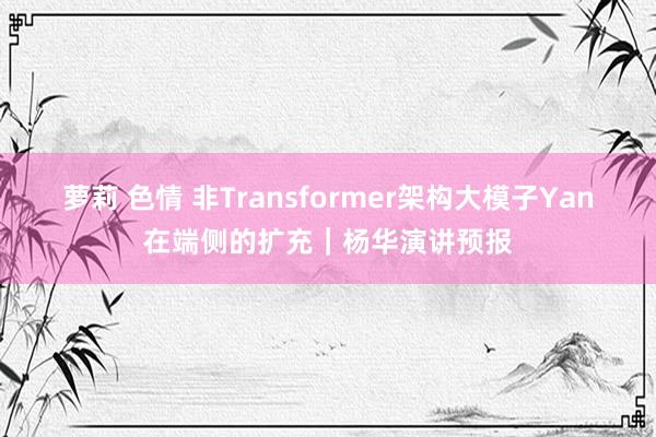 萝莉 色情 非Transformer架构大模子Yan在端侧的扩充|杨华演讲预报