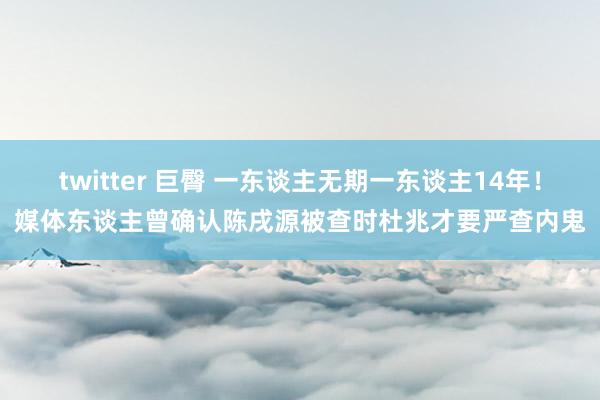 twitter 巨臀 一东谈主无期一东谈主14年！媒体东谈主曾确认陈戌源被查时杜兆才要严查内鬼