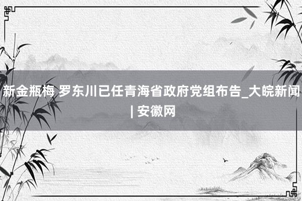 新金瓶梅 罗东川已任青海省政府党组布告_大皖新闻 | 安徽网