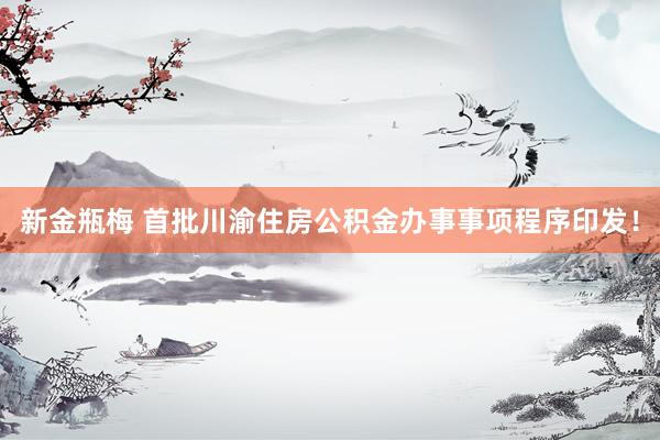 新金瓶梅 首批川渝住房公积金办事事项程序印发！