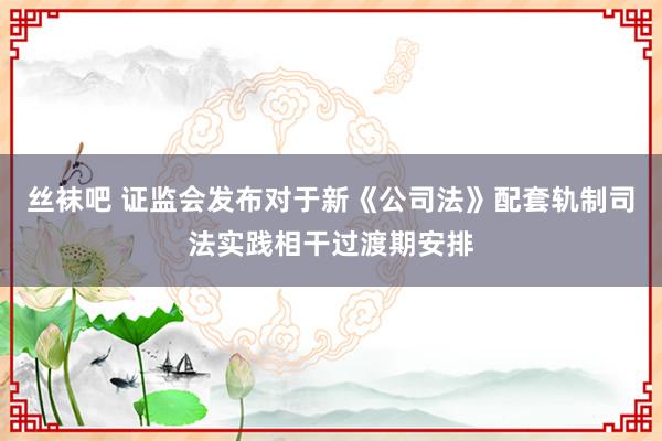 丝袜吧 证监会发布对于新《公司法》配套轨制司法实践相干过渡期安排