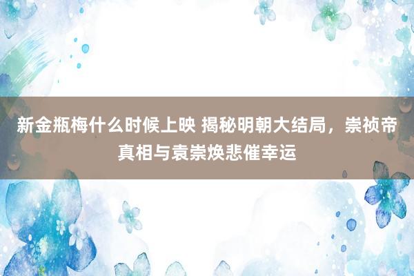 新金瓶梅什么时候上映 揭秘明朝大结局，崇祯帝真相与袁崇焕悲催幸运