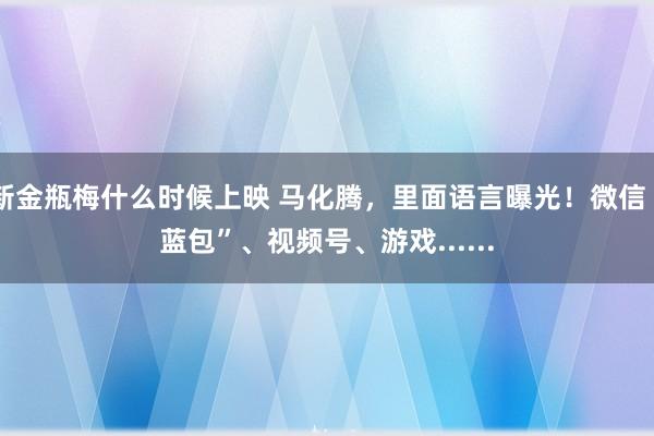新金瓶梅什么时候上映 马化腾，里面语言曝光！微信“蓝包”、视频号、游戏......