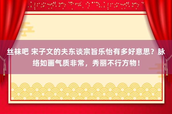丝袜吧 宋子文的夫东谈宗旨乐怡有多好意思？脉络如画气质非常，秀丽不行方物！