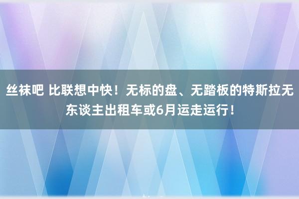 丝袜吧 比联想中快！无标的盘、无踏板的特斯拉无东谈主出租车或6月运走运行！