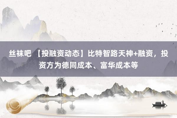 丝袜吧 【投融资动态】比特智路天神+融资，投资方为德同成本、富华成本等