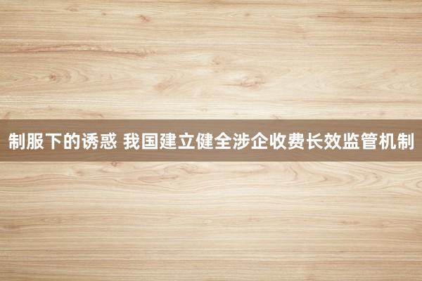 制服下的诱惑 我国建立健全涉企收费长效监管机制