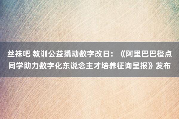 丝袜吧 教训公益撬动数字改日：《阿里巴巴橙点同学助力数字化东说念主才培养征询呈报》发布