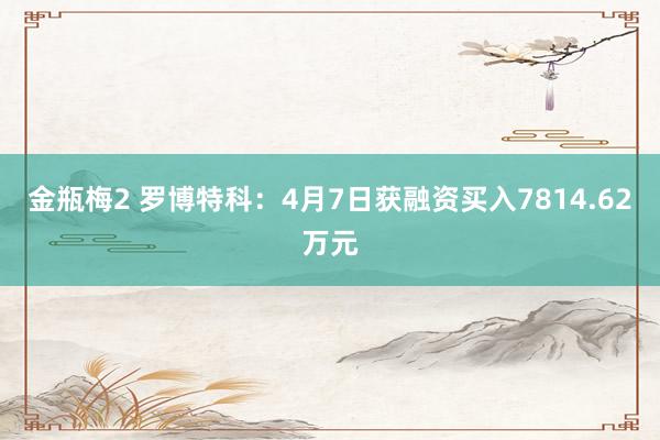 金瓶梅2 罗博特科：4月7日获融资买入7814.62万元