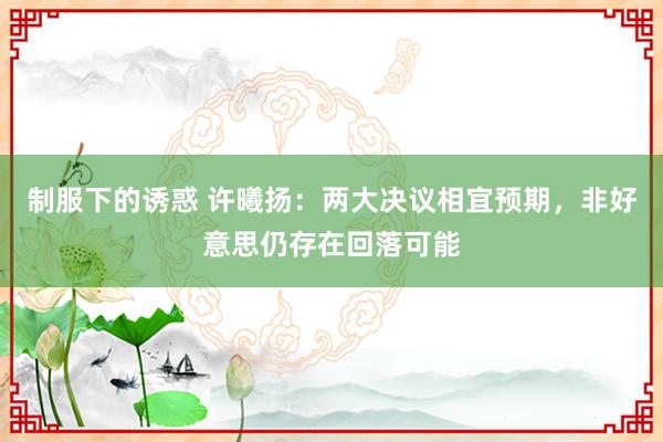 制服下的诱惑 许曦扬：两大决议相宜预期，非好意思仍存在回落可能