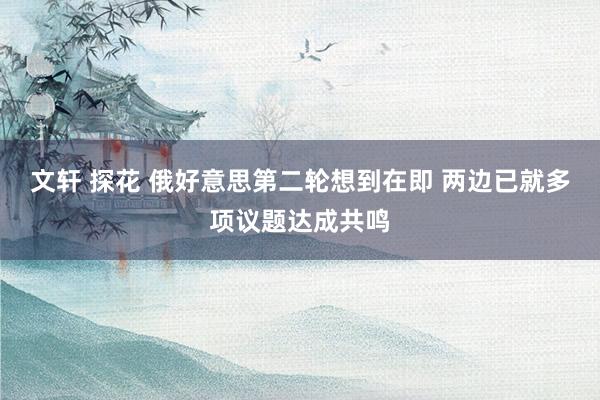 文轩 探花 俄好意思第二轮想到在即 两边已就多项议题达成共鸣