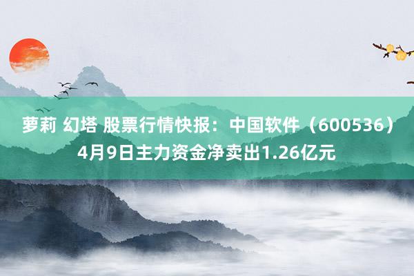 萝莉 幻塔 股票行情快报：中国软件（600536）4月9日主力资金净卖出1.26亿元
