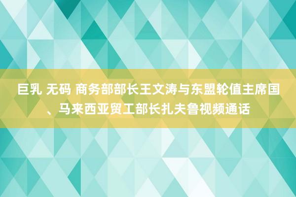 巨乳 无码 商务部部长王文涛与东盟轮值主席国、马来西亚贸工部长扎夫鲁视频通话
