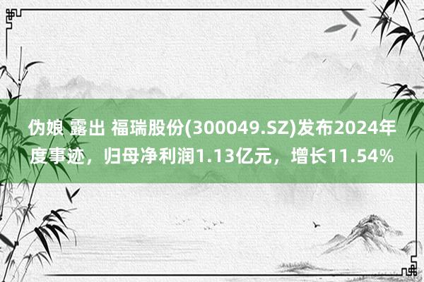 伪娘 露出 福瑞股份(300049.SZ)发布2024年度事迹，归母净利润1.13亿元，增长11.54%