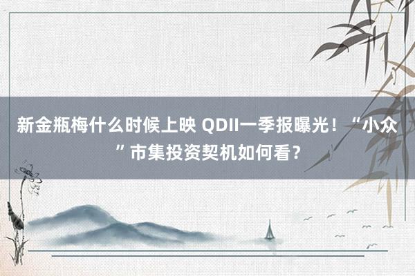 新金瓶梅什么时候上映 QDII一季报曝光！“小众”市集投资契机如何看？