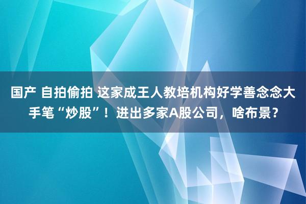国产 自拍偷拍 这家成王人教培机构好学善念念大手笔“炒股”！进出多家A股公司，啥布景？